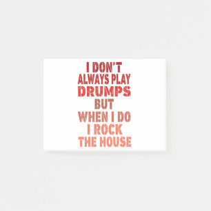 I don't always play drums funny retro sunset drumm post-it notes