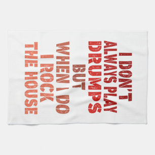 I don't always play drums funny retro sunset drumm tea towel