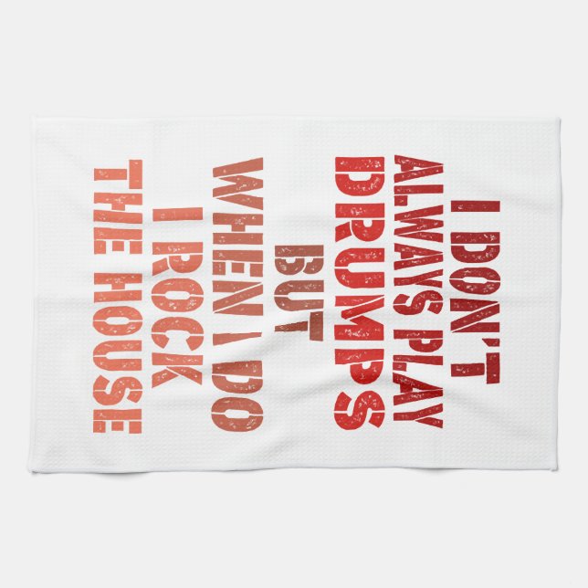 I don't always play drums funny retro sunset drumm tea towel (Horizontal)