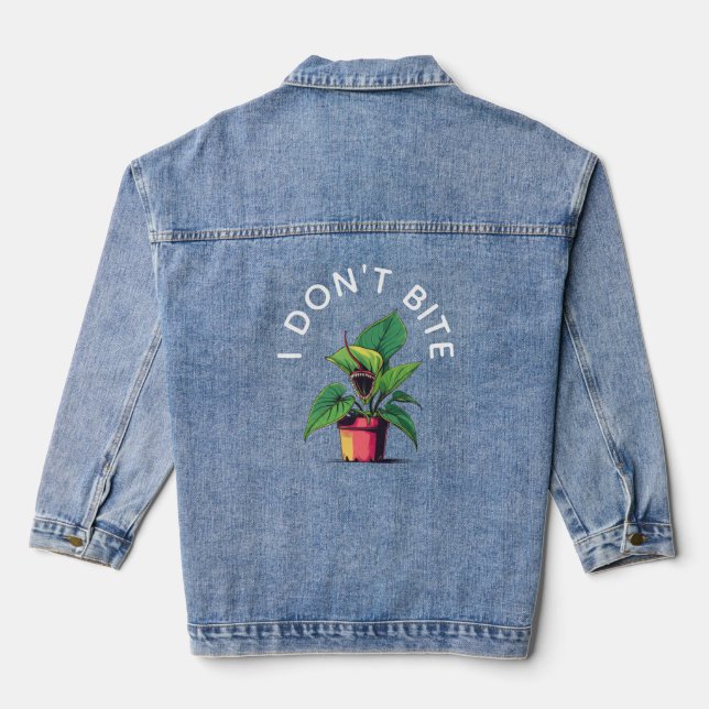I Don't Bite Funny Venus Flytrap Denim Jacket (Back)