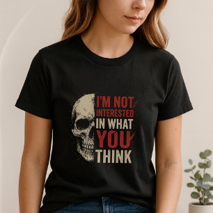 I don't care Tee; Fun Bold Skull Statement  T-Shirt