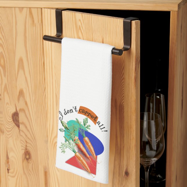 "I Don't Carrot All!" Kitchen Pun  Tea Towel (Thirds Fold)