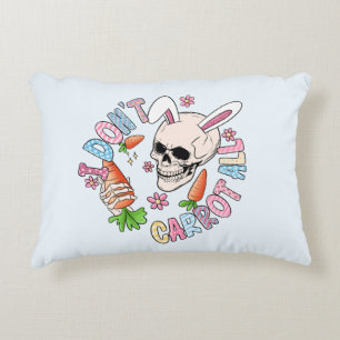 I Don't Carrot At All - Cute Skull Bunny & Easter Decorative Cushion