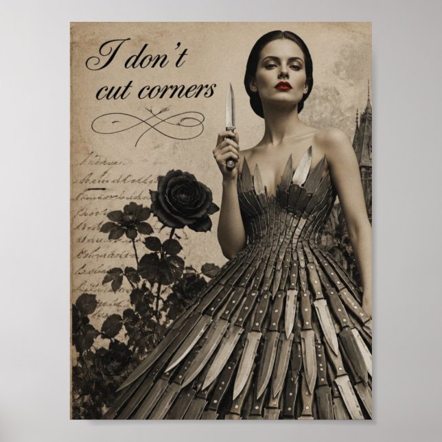 I Dont Cut Corners Surreal Collage Poster (Front)