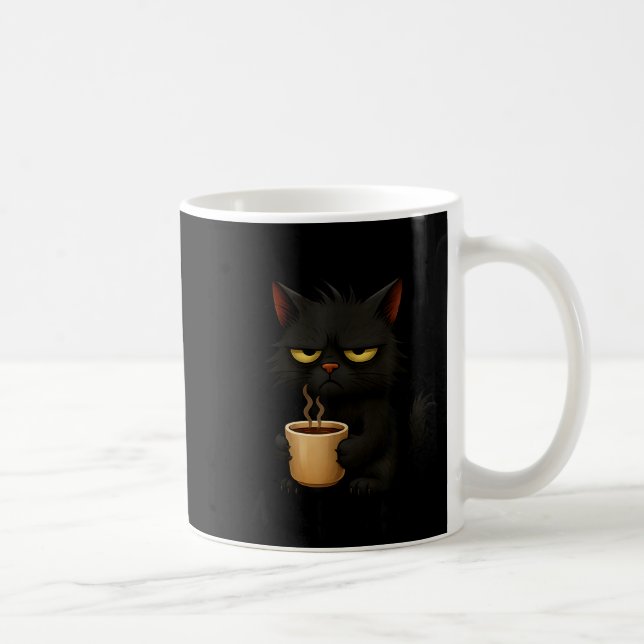 I Don't Do Mornings Funny Quote Black Cat Lover Gi Coffee Mug (Right)