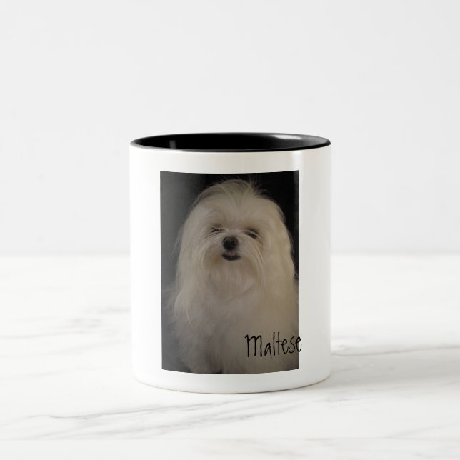 I Don't Do Top Knots MALTESE Two-Tone Coffee Mug (Center)
