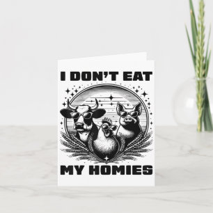 I Dont Eat My Homies Funny Vegan Vegetarian Retro Card