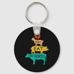 I Don't Eat My Homies Retro Vintage Vegetarian Veg Key Ring