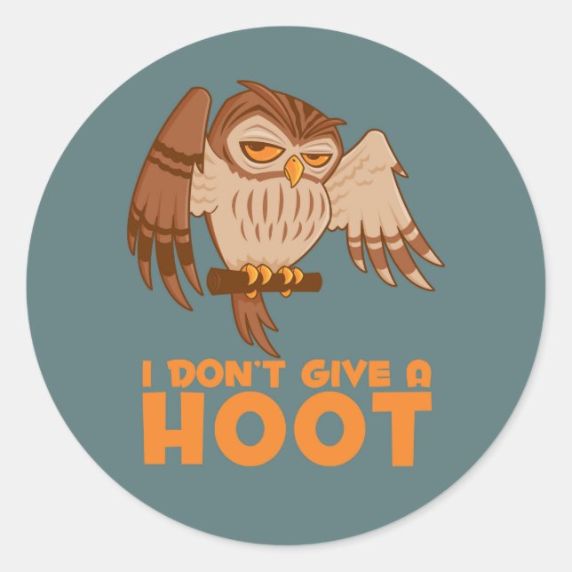 I Don't Give A Hoot Owl Classic Round Sticker (Front)