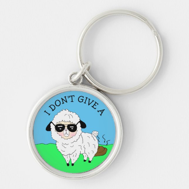 I don't give a ... Sheep Funny Sarcastic Humor Key Ring (Front)