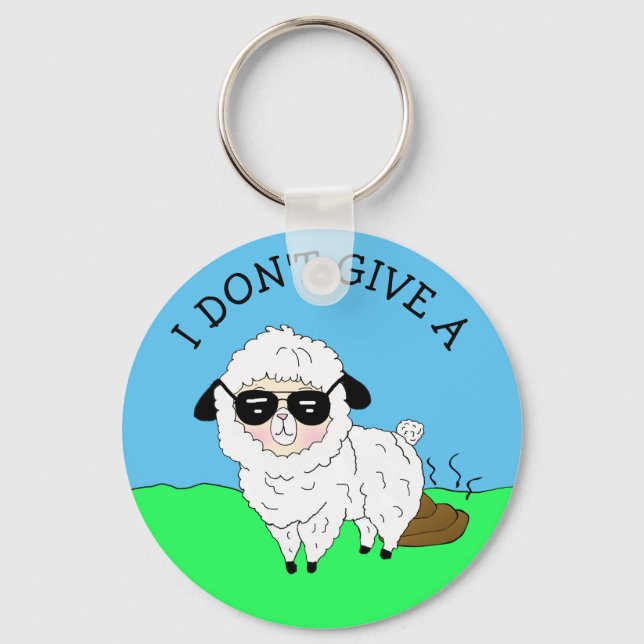 I don't give a ... Sheep Funny Sarcastic Humor Key Ring (Front)
