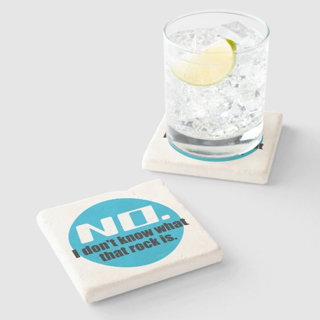 I Don't Know What That Rock Is (Blue) Stone Coaster (Side)