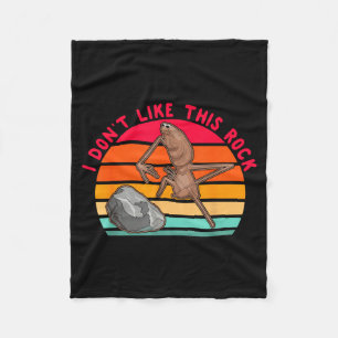 I Don't Like This Rock Funny Rock Worm Vintage Des Fleece Blanket