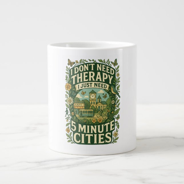 I don't need therapy, I just need 5 minute Cities Large Coffee Mug (Front)