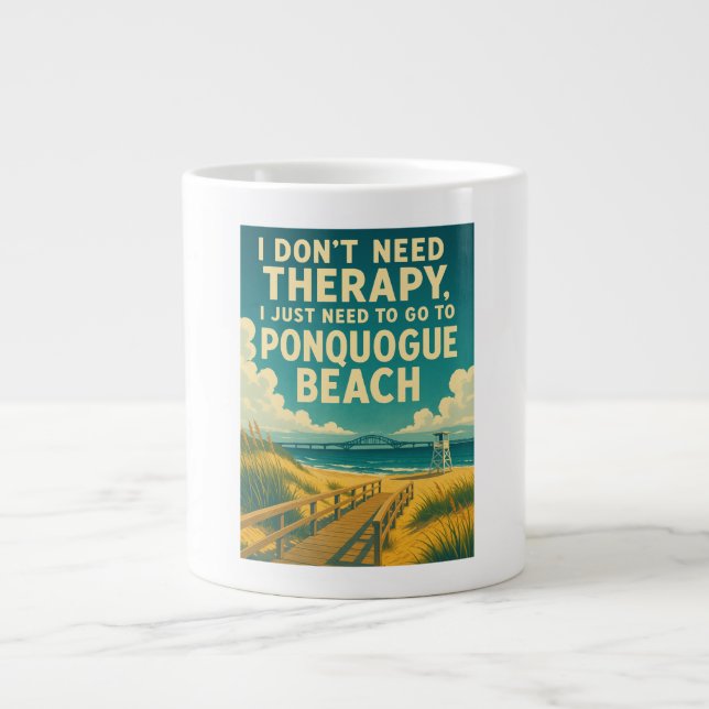 I don't need therapy, I just need Ponquogue Beach Large Coffee Mug (Front)