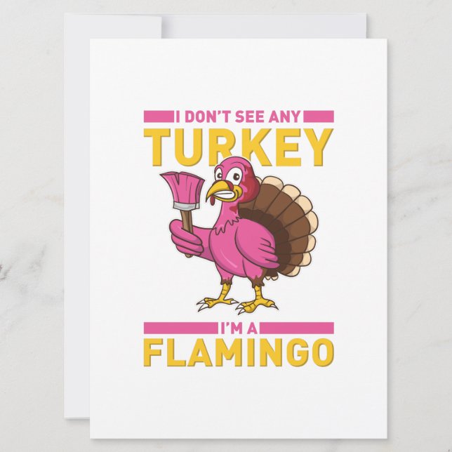 I Don't Sea Any Turkey I'm A Flamingo Thanksgiving Save The Date (Front)