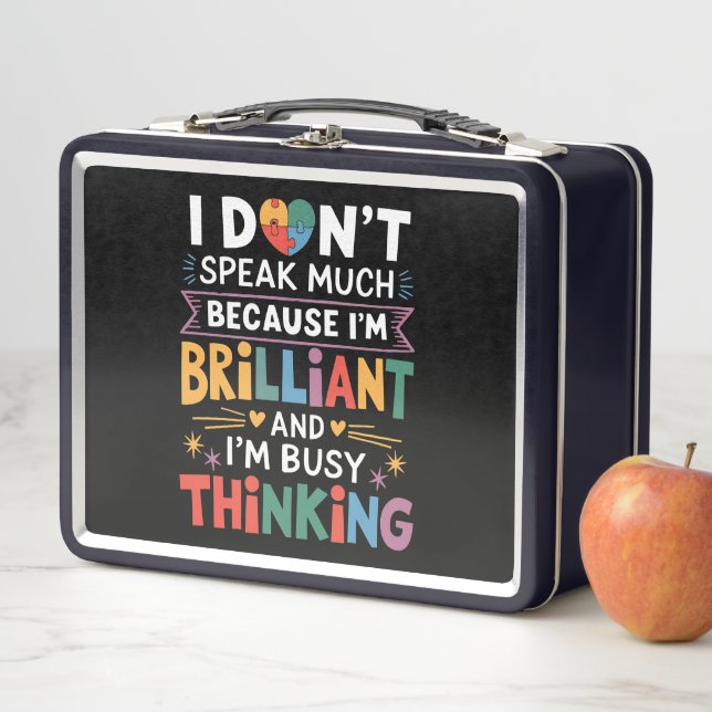 I Don't Speak Much Brilliant Autism Autistic Metal Lunch Box (In Situ)