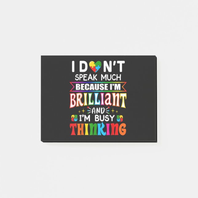 I Dont Speak Much Brilliant Autism Autistic Post-it Notes (Front)