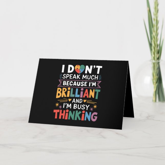 I Don't Speak Much Brilliant Autism Autistic Thank You Card (Front)