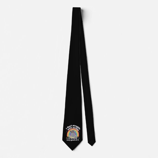 I Dont Struggle With Autism Autistic Funny Racoon Tie (Front)