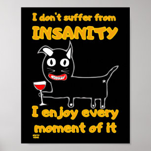 "I DON'T SUFFER FROM INSANITY" funny crazy cat Poster