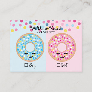 I Donut Know Gender Reveal Voting Card