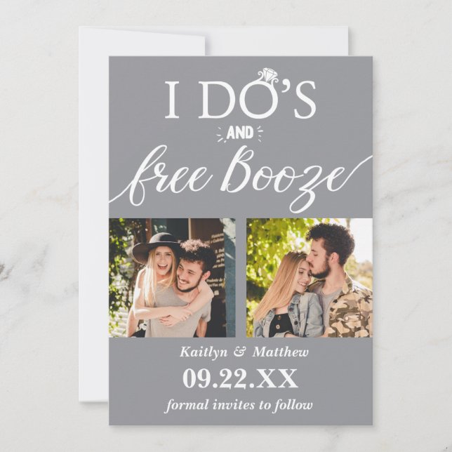 I Do's & Free Booze Modern Wedding Save The Date (Front)