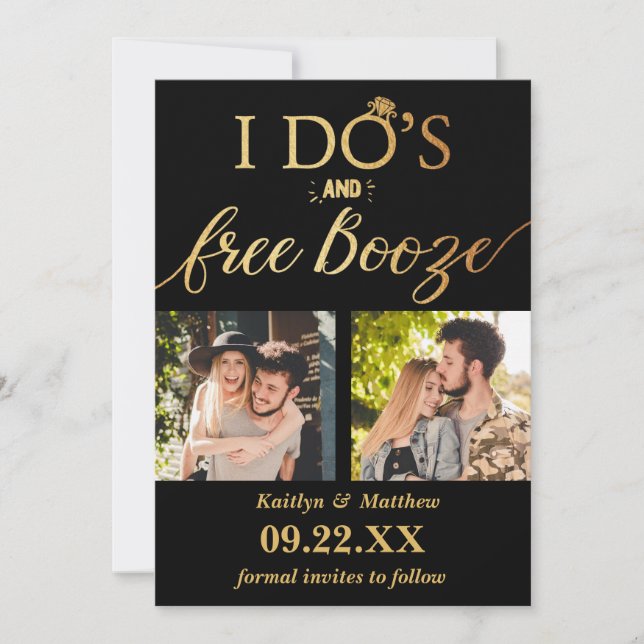 I Do's & Free Booze Modern Wedding Save The Date (Front)
