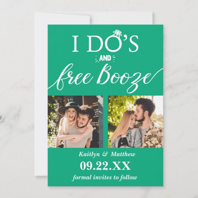 I Do's & Free Booze Modern Wedding Save The Date (Front)