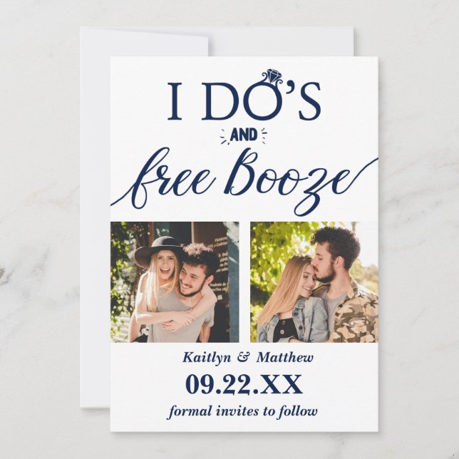 I Do's & Free Booze Modern Wedding Save The Date (Front)