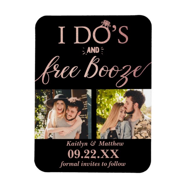 I Do's & Free Booze Modern Wedding Save The Date Magnet (Vertical)