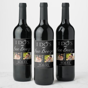 I Do's & Free Booze Modern Wedding Save The Date Wine Label