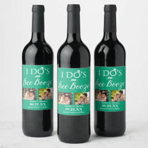 I Do's & Free Booze Modern Wedding Save The Date Wine Label