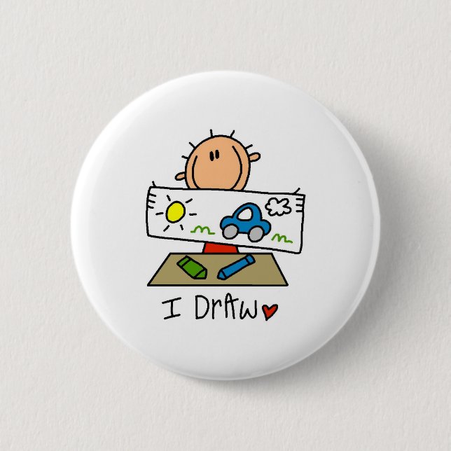 I Draw 6 Cm Round Badge (Front)