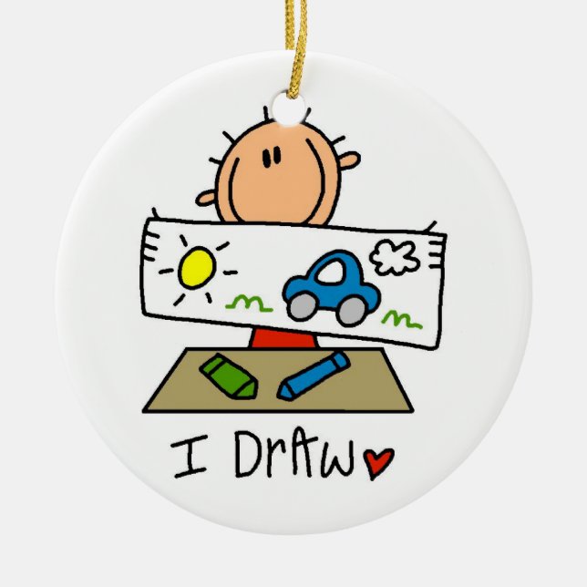 I Draw Ceramic Tree Decoration (Front)