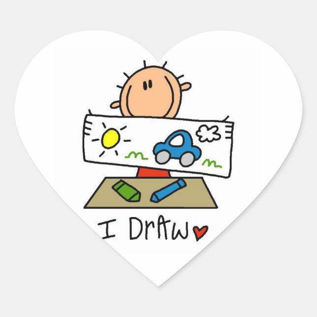I Draw Heart Sticker (Front)