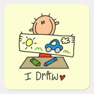 I Draw Square Sticker