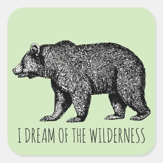 I Dream Of The Wilderness Walking Bear Square Sticker (Front)