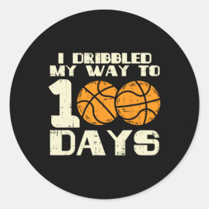 I Dribbled My Way 100 Days Basketball 100th School Classic Round Sticker