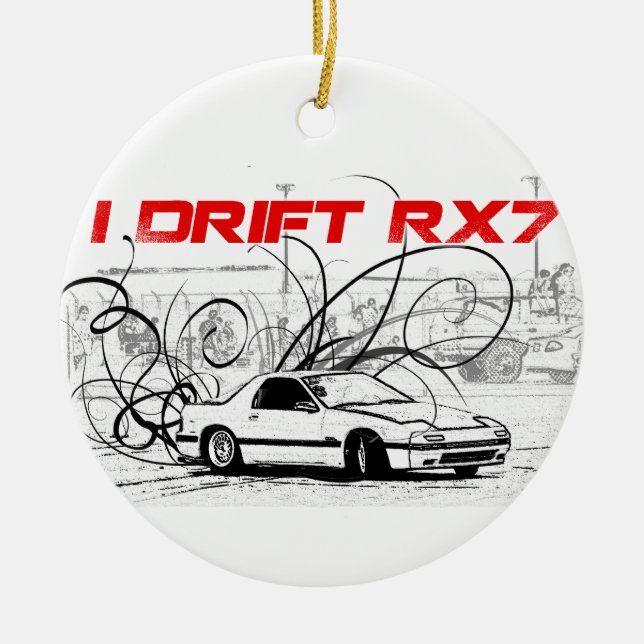 I Drift RX7 Ceramic Tree Decoration (Front)
