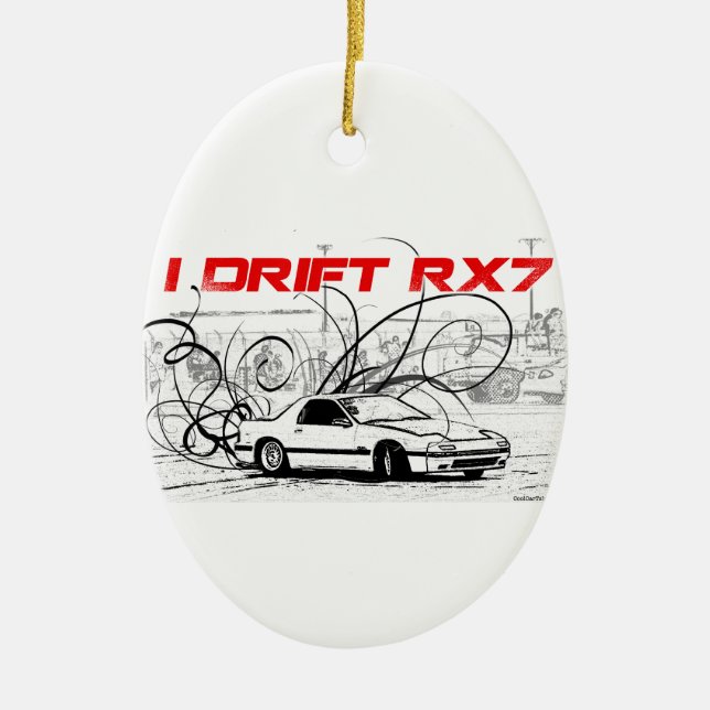 I Drift RX7 Ceramic Tree Decoration (Front)