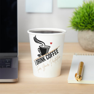 I Drink Coffee For Your Protection Tee Funny Retro Paper Cups