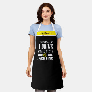 I Drink & Grill Stuff Apron - Funny Chef "I Do"