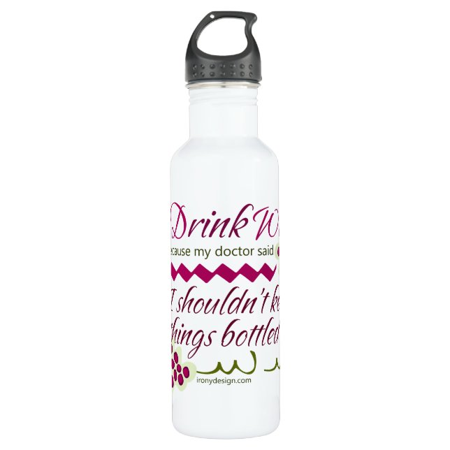 I Drink Wine Funny Quote 710 Ml Water Bottle (Front)