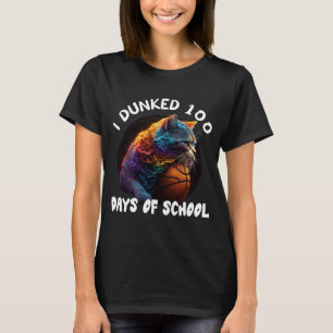 I Dunked 100 Days Of School Cat Basketball 100Days T-Shirt