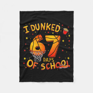 I Dunked 67 Days Of School Basketball Boys Kids Fleece Blanket