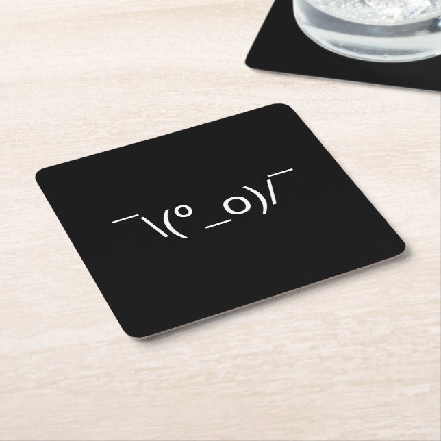 I Dunno LOL ¯\(º_o)/¯ Emoticon Japanese Kaomoji Square Paper Coaster (Angled)