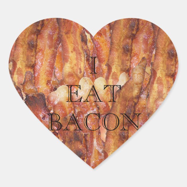 I Eat Bacon Text with Background Heart Sticker (Front)