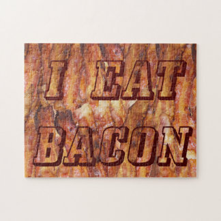 I Eat Bacon Text with Background Jigsaw Puzzle