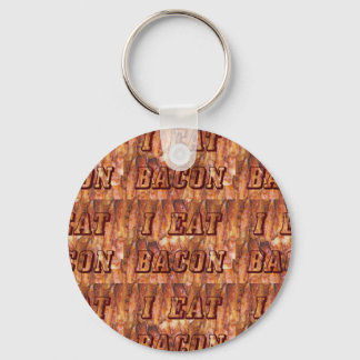 I Eat Bacon Text with Background Key Ring